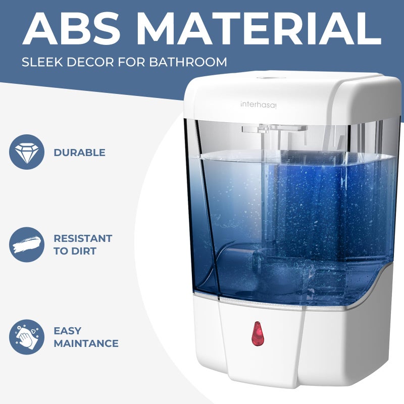 interhasa! Automatic Soap Dispenser Wall Mount 20oz Refillable Liquid Hand Sanitizer Dispenser Commercial Soap Dispenser for Bathroom Support Liquid Gel - Image 4